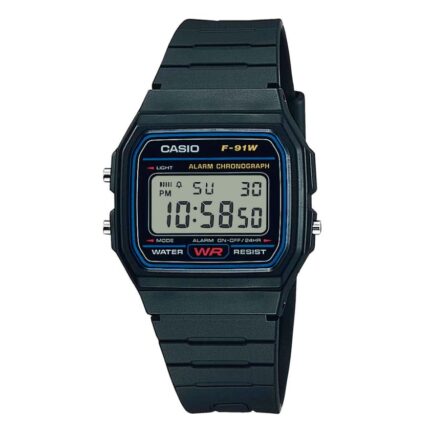 Reloj Casio F-91W Original Negro – Clásico Digital con Alarma y Luz LED