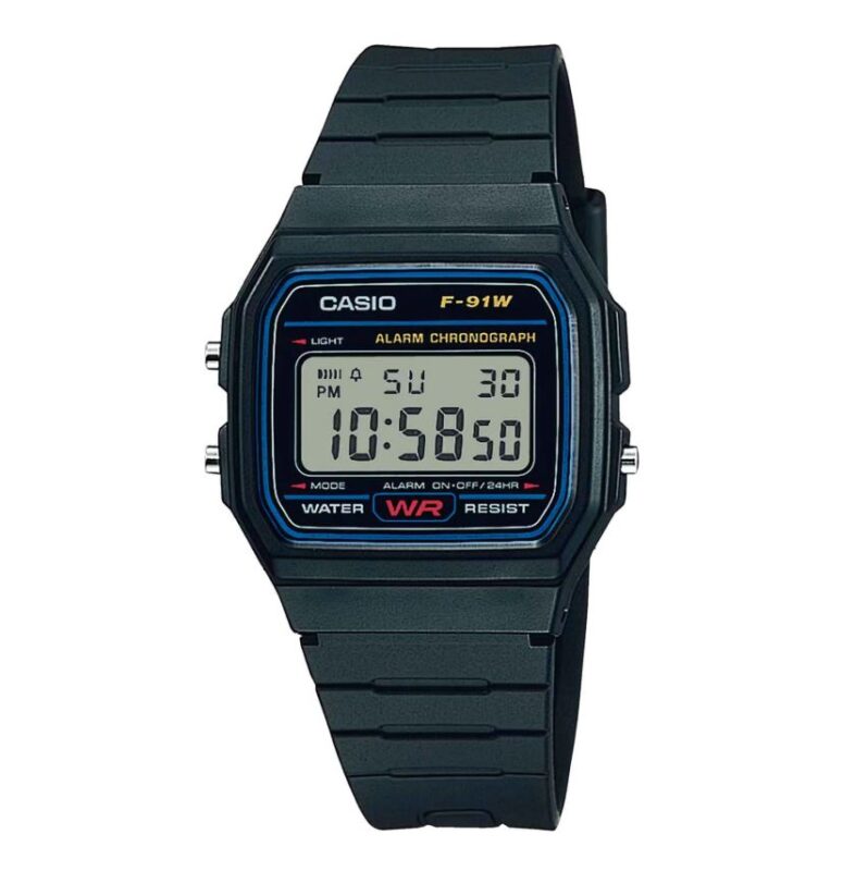 Reloj Casio F-91W Original Negro – Clásico Digital con Alarma y Luz LED
