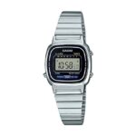 Reloj Casio LA670WA-1DF vintage mini plateado con fondo negro