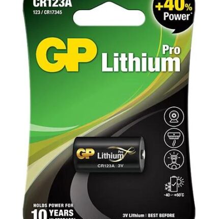 Pila CR123A GP original alcalina, ideal para cámaras, linternas y otros aparatos electrónicos