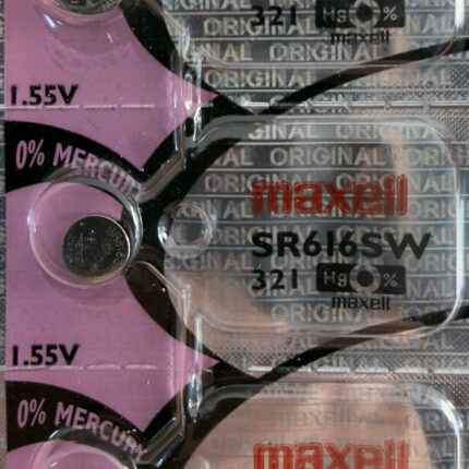 Pila Maxell SR616SW / 321 – Unidad, batería de óxido de plata 1.55 V para relojes de precisión.