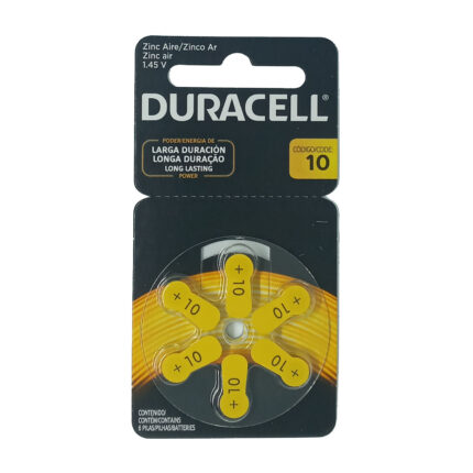 Pilas Duracell tipo 10 para audífonos, pack de 6 unidades originales