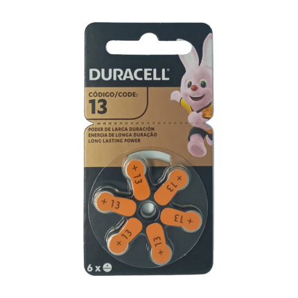 Pilas Duracell tipo 13 para audífonos, pack de 6 unidades originales