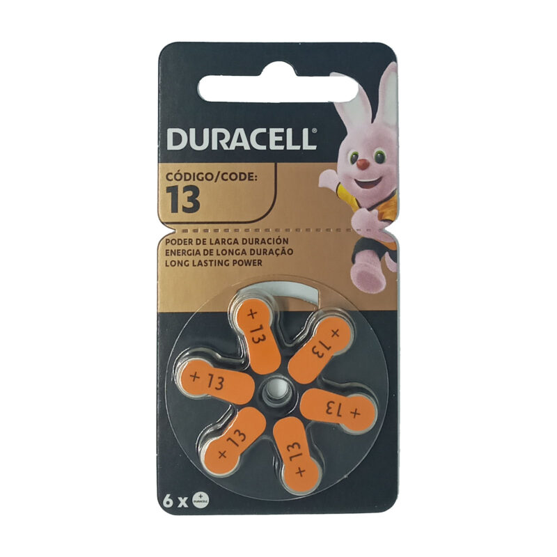 Pilas Duracell tipo 13 para audífonos, pack de 6 unidades originales