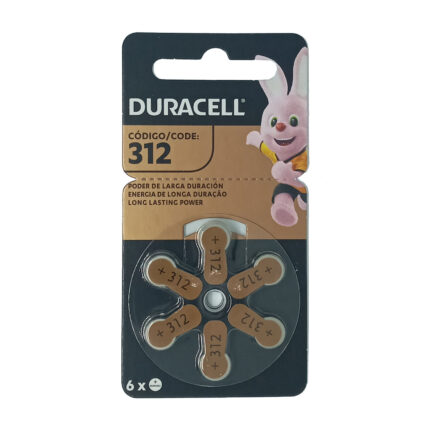 Pilas Duracell tipo 312 para audífonos, pack de 6 unidades originales