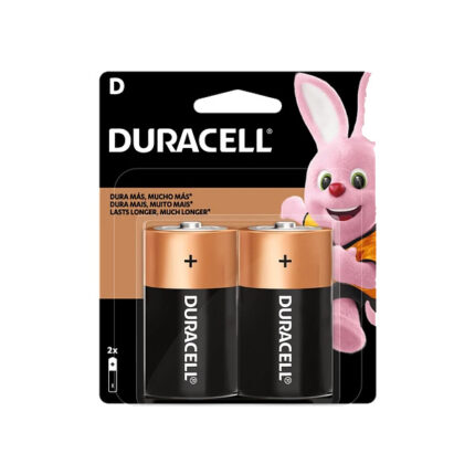 Pack de 2 pilas Duracell D alcalinas originales, ideales para linternas, radios y otros aparatos electrónicos