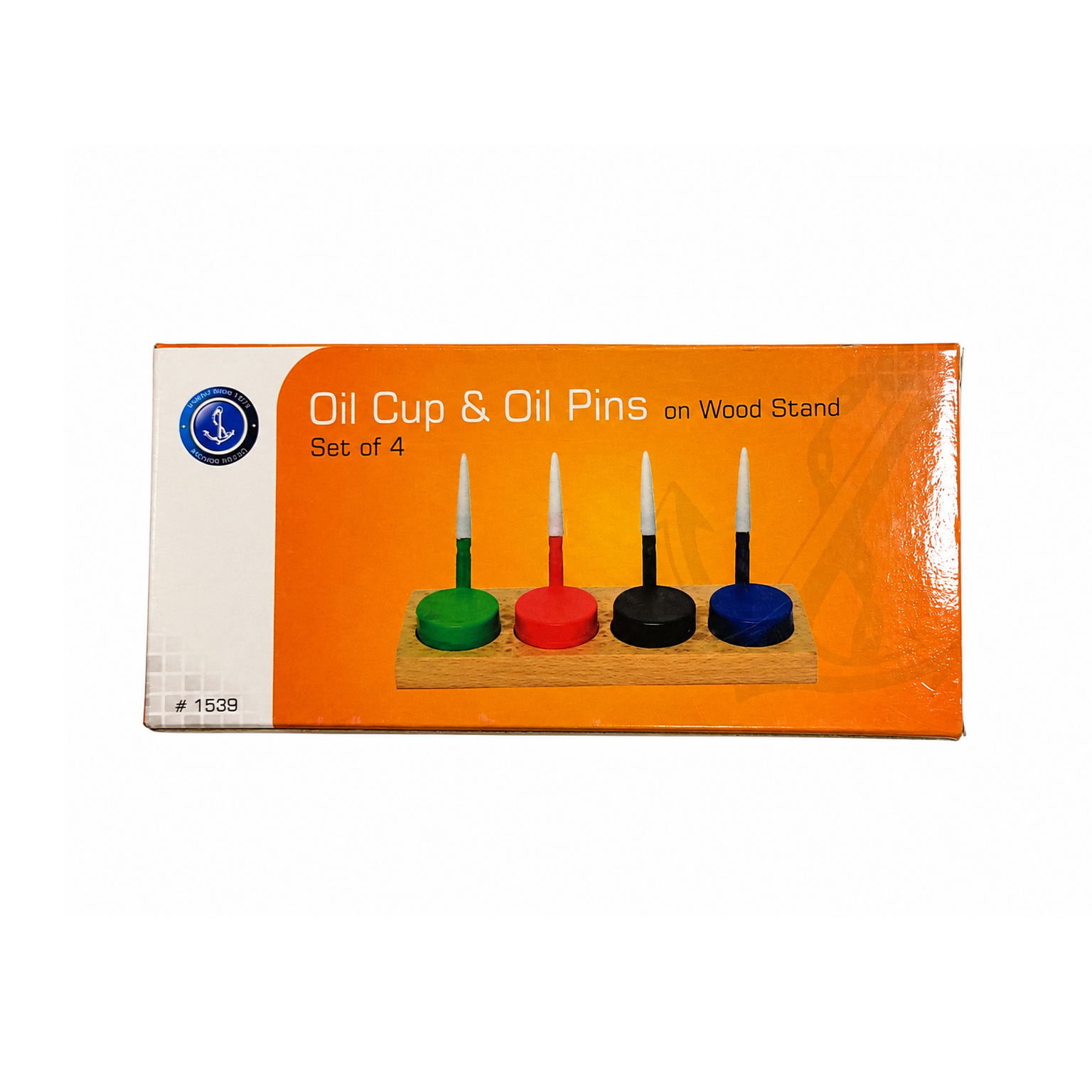 Set de 4 aceiteras para relojería con base de madera Set de 4 aceiteras para relojería con pines y base de madera